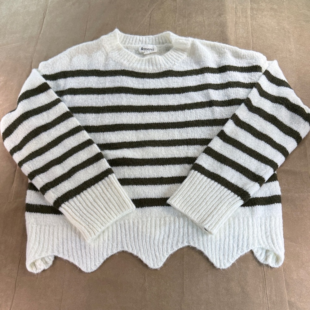&Merci White and Black Striped Sweater